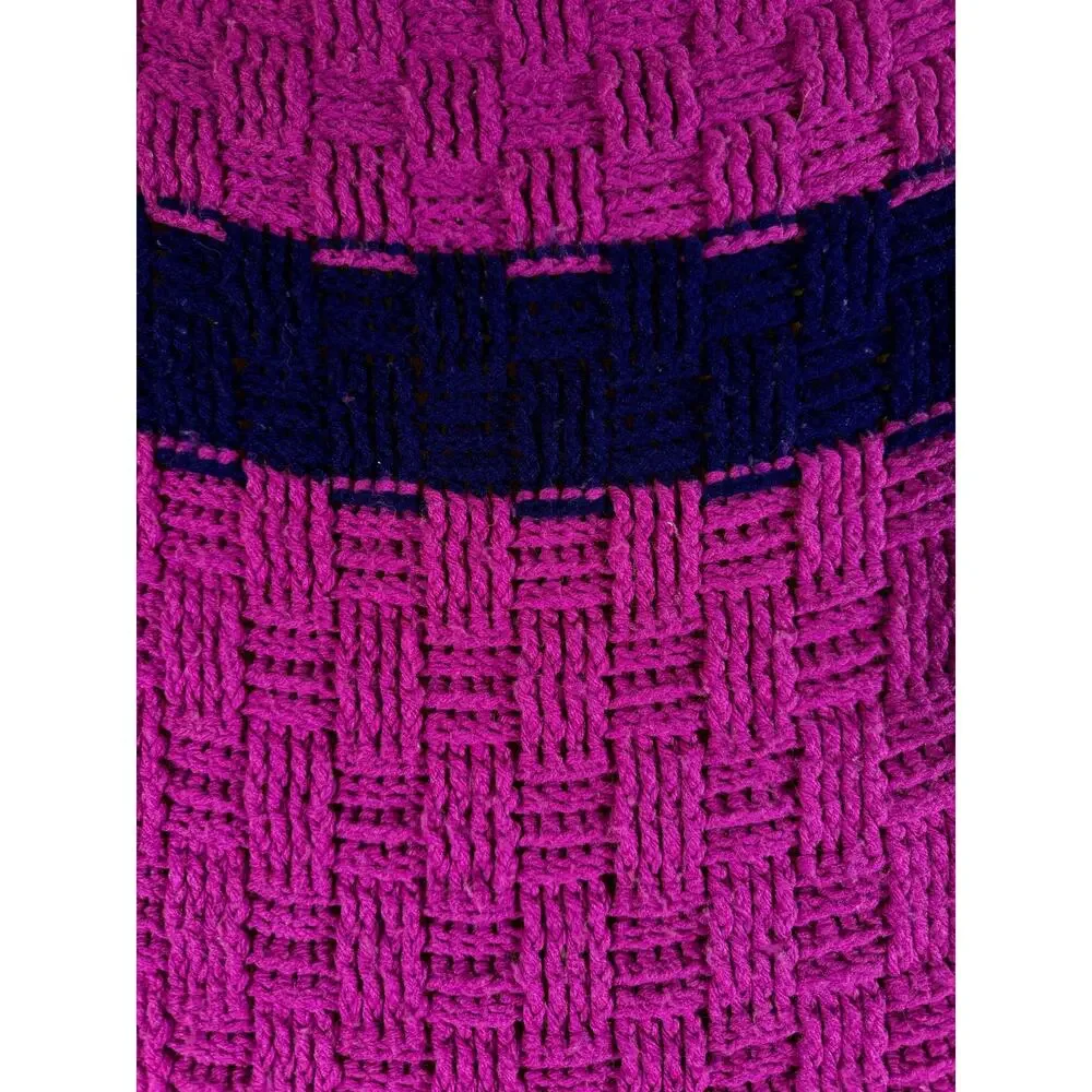 Handmade Crochet Blanket Throw Purple & Navy Blue Basketweave Large Size 54x74